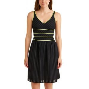 Signature by Robbie Bee Women’s Black & Gray Striped Sleeveless Dress - Size 10